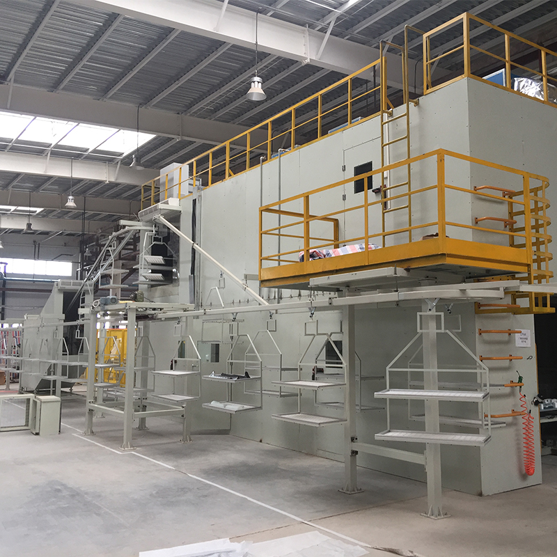 Spray glue drying line