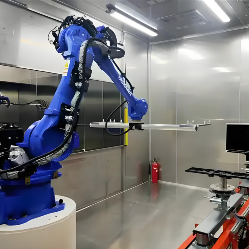 Automatic spraying line for acoustic wax